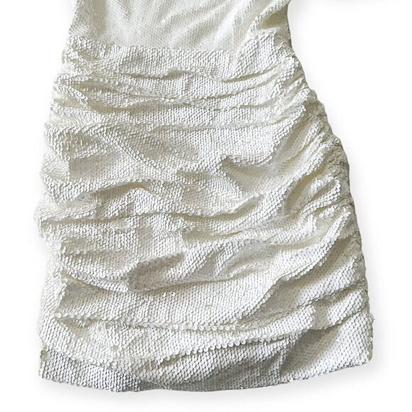 Ronny Kobo Eden One-Shoulder Minidress in White Sequins, Size XS, New with tag - Picture 12 of 16